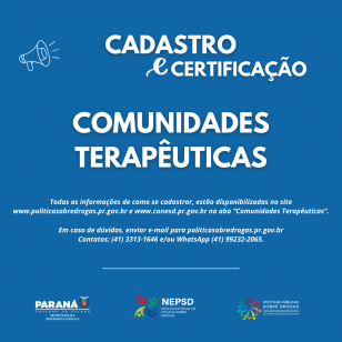 Cadastro e Certificacao - Comunidades Terapêuticas